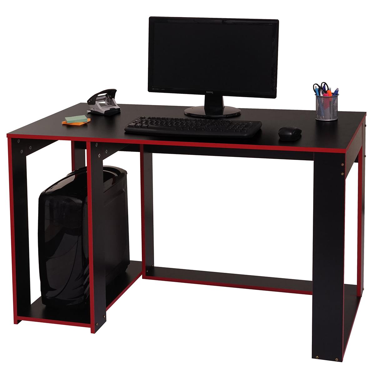 Mesa Gaming RODES, Dimensiones 120x60x76cm, Color Negro y Rojo 