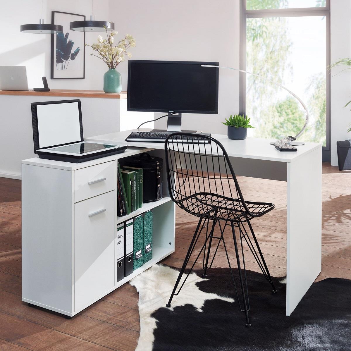 Mesa de ordenador GRISO en madera color blanco 
