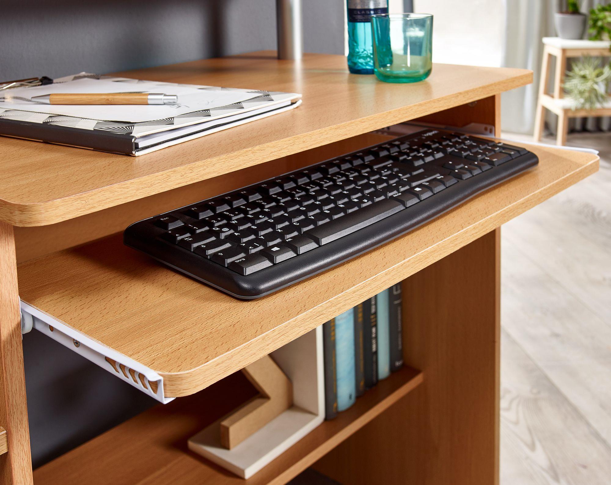 Escritorio pequeño para ordenador, bandeja de teclado extraíble