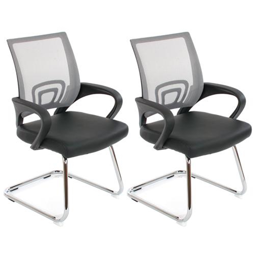 Lote 2 sillas confidente ergonómicas SEUL NET, malla/piel gris 